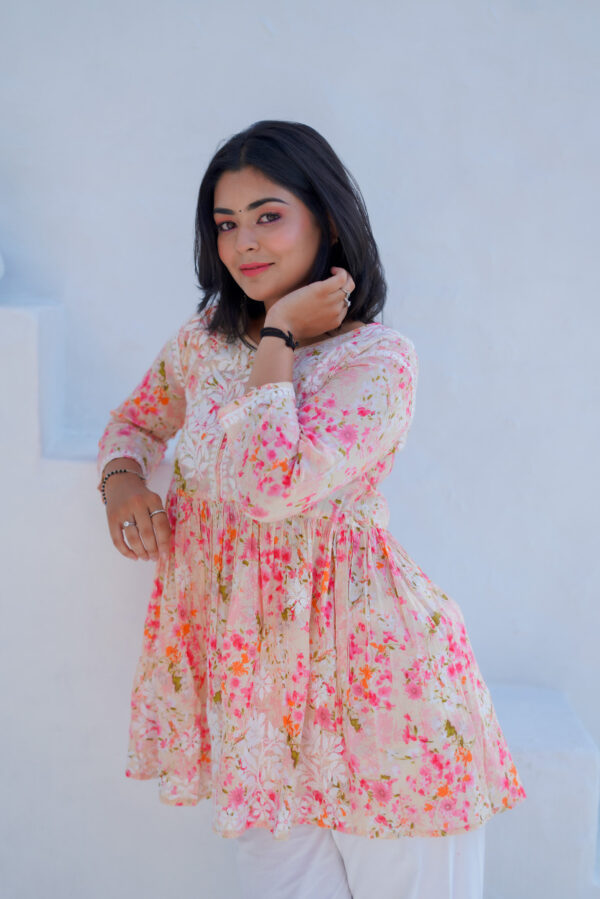 Mulmul kurti ( orange ) - Image 2